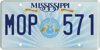MS license plate MOP571