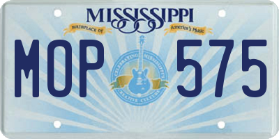 MS license plate MOP575