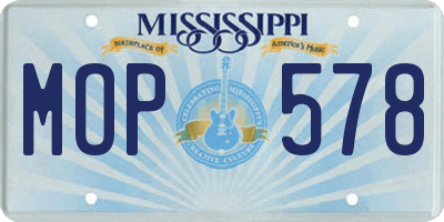 MS license plate MOP578