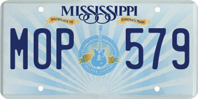 MS license plate MOP579