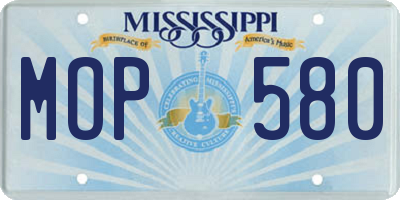 MS license plate MOP580