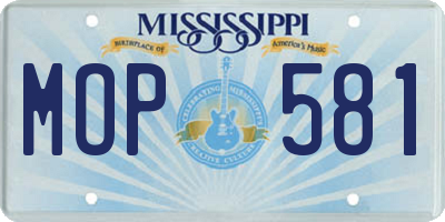 MS license plate MOP581