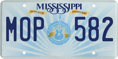 MS license plate MOP582