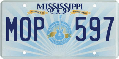 MS license plate MOP597