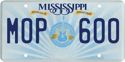 MS license plate MOP600