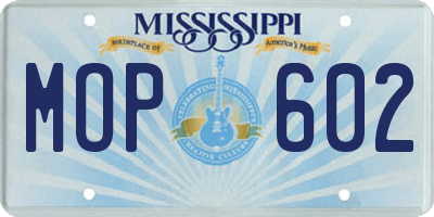 MS license plate MOP602