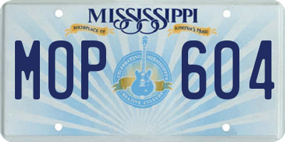 MS license plate MOP604