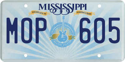 MS license plate MOP605
