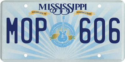 MS license plate MOP606