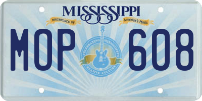 MS license plate MOP608