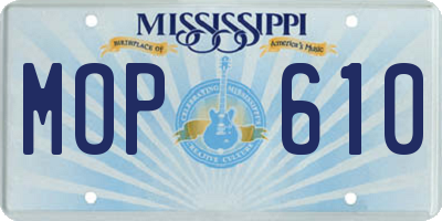 MS license plate MOP610