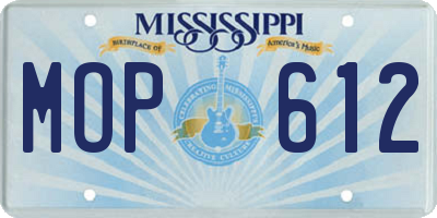 MS license plate MOP612