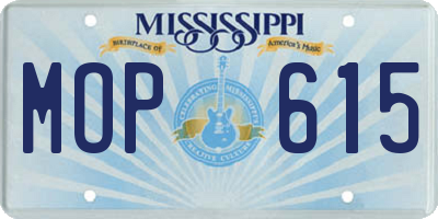 MS license plate MOP615