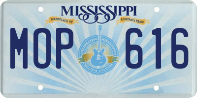 MS license plate MOP616
