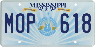 MS license plate MOP618