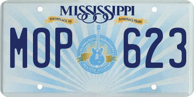 MS license plate MOP623