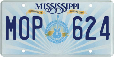 MS license plate MOP624