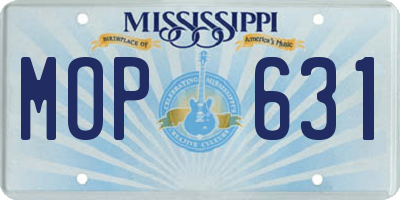 MS license plate MOP631