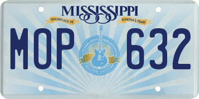 MS license plate MOP632
