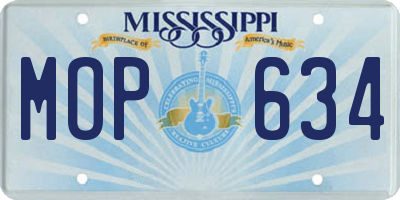 MS license plate MOP634