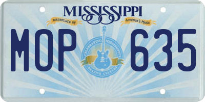 MS license plate MOP635