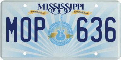 MS license plate MOP636