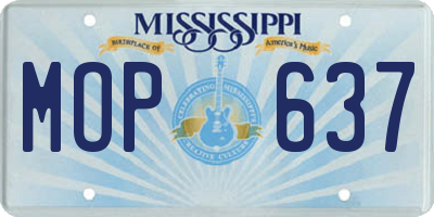 MS license plate MOP637