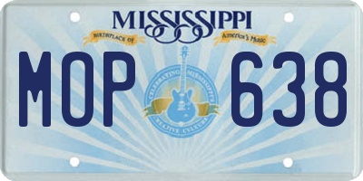 MS license plate MOP638