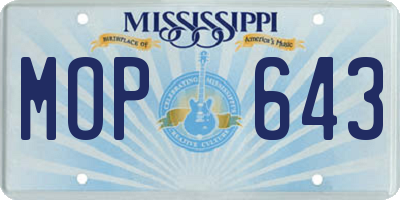 MS license plate MOP643
