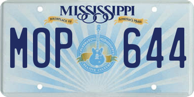 MS license plate MOP644