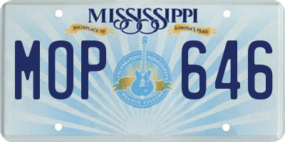 MS license plate MOP646