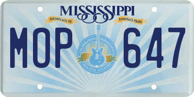 MS license plate MOP647