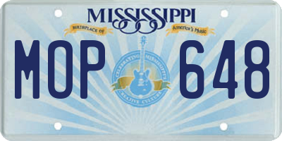 MS license plate MOP648