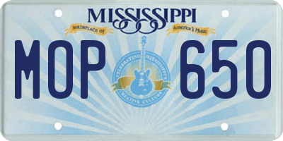 MS license plate MOP650