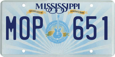 MS license plate MOP651