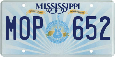 MS license plate MOP652