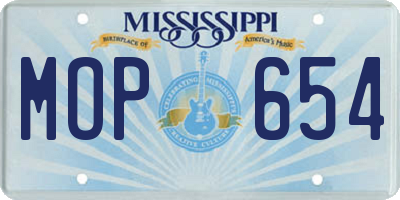 MS license plate MOP654