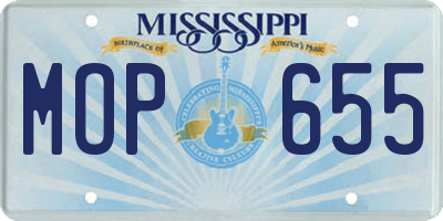 MS license plate MOP655
