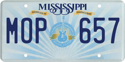 MS license plate MOP657