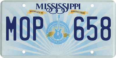 MS license plate MOP658