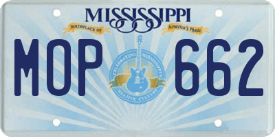 MS license plate MOP662