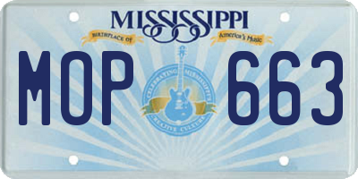 MS license plate MOP663