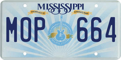 MS license plate MOP664