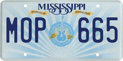 MS license plate MOP665