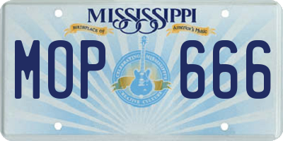 MS license plate MOP666
