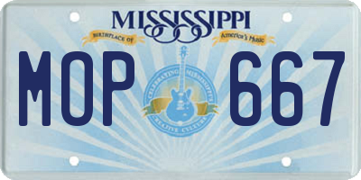 MS license plate MOP667