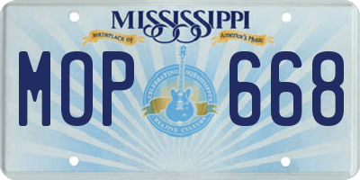 MS license plate MOP668