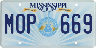 MS license plate MOP669