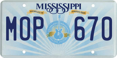 MS license plate MOP670