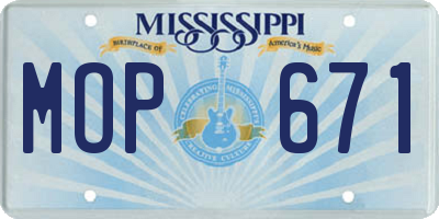MS license plate MOP671
